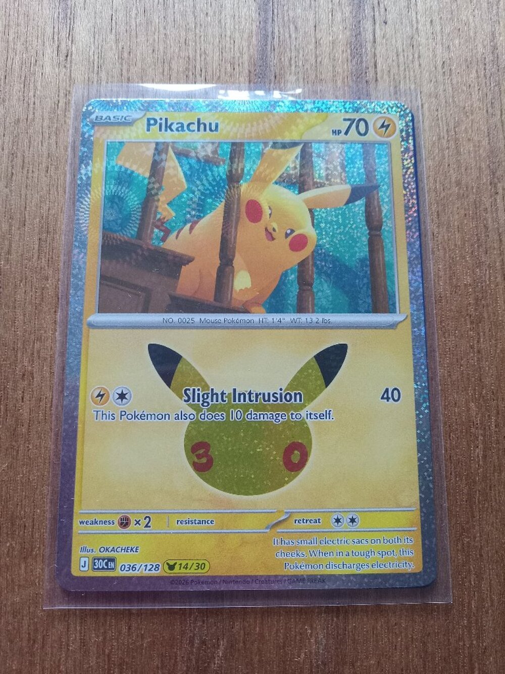 Pokemon 30th Celebration Pikachu 036/128 Holo Card